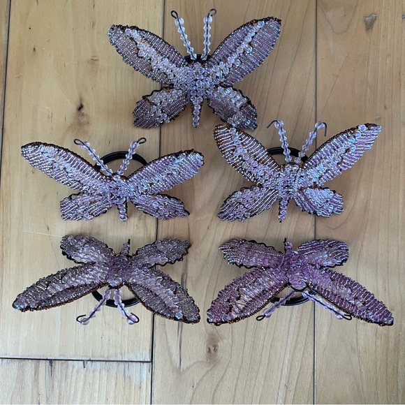 Beaded Butterfly Napkin Rings (Set of 5) - Picture 8 of 10